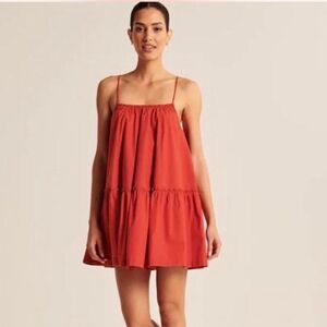 Brand New Abercrombie & Fitch Red Ruffle Trapeze Mini Sleeveless Cami Dress XS